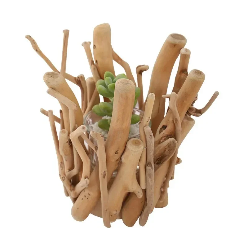 

Solid wood flower pot landscape ornament ins Nordic creative living room mini succulent flower pot potted plant