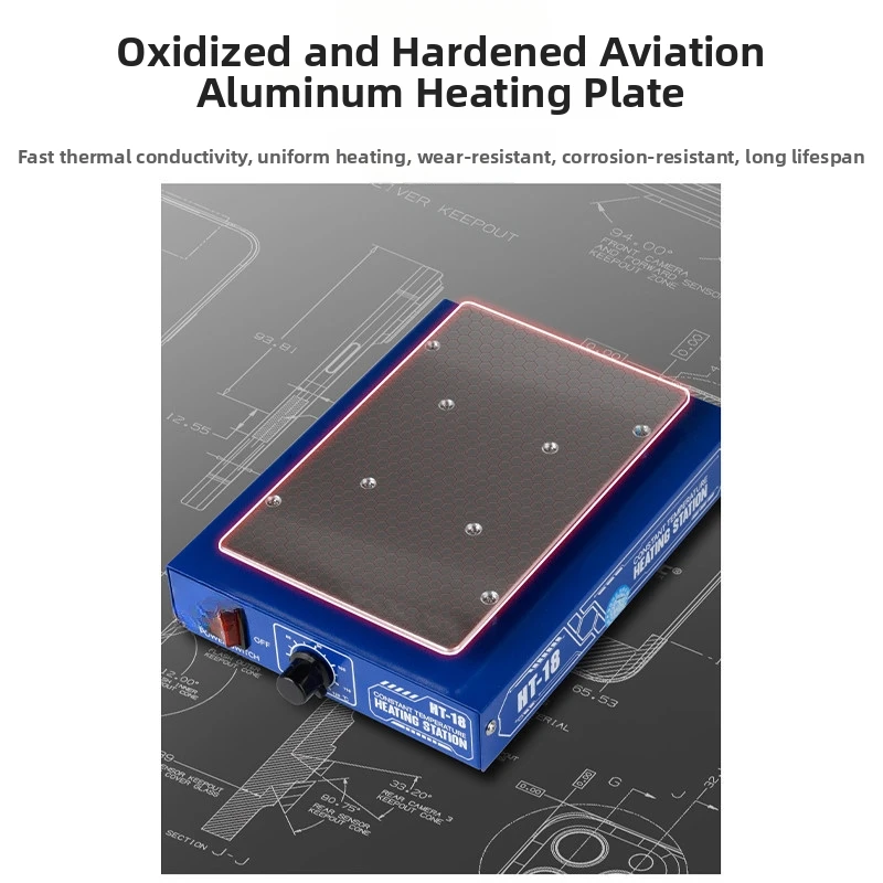 HT-18 Heating Table Aluminum Alloy 16x21cm Constant Temperature Plate For Mobile Phone Screen Repair Disassembly Tool 450W Fast