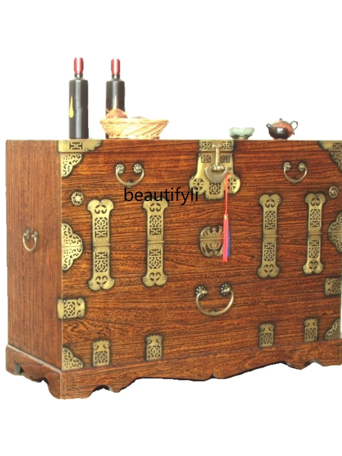 

Solid wood storage living room cabinet storage antique folk quilt storage box