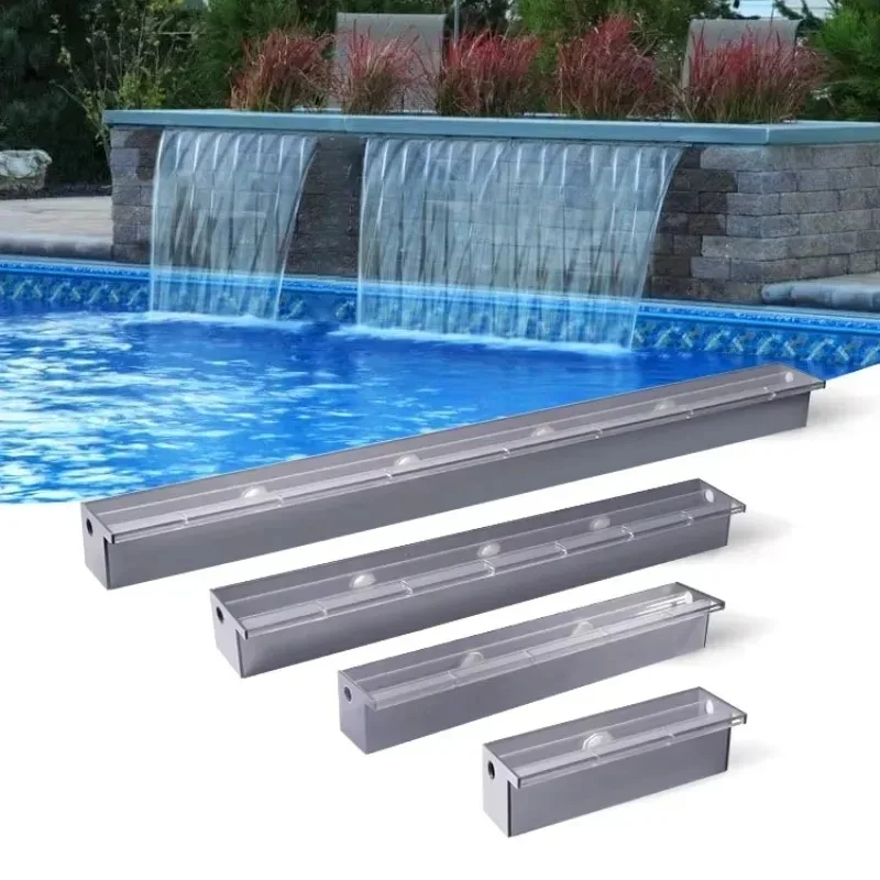 Indoor Pool Waterfall Wall Water Fountain Decoration Sheer Acrylic Water Blade Water Cascade Descent With Led Light