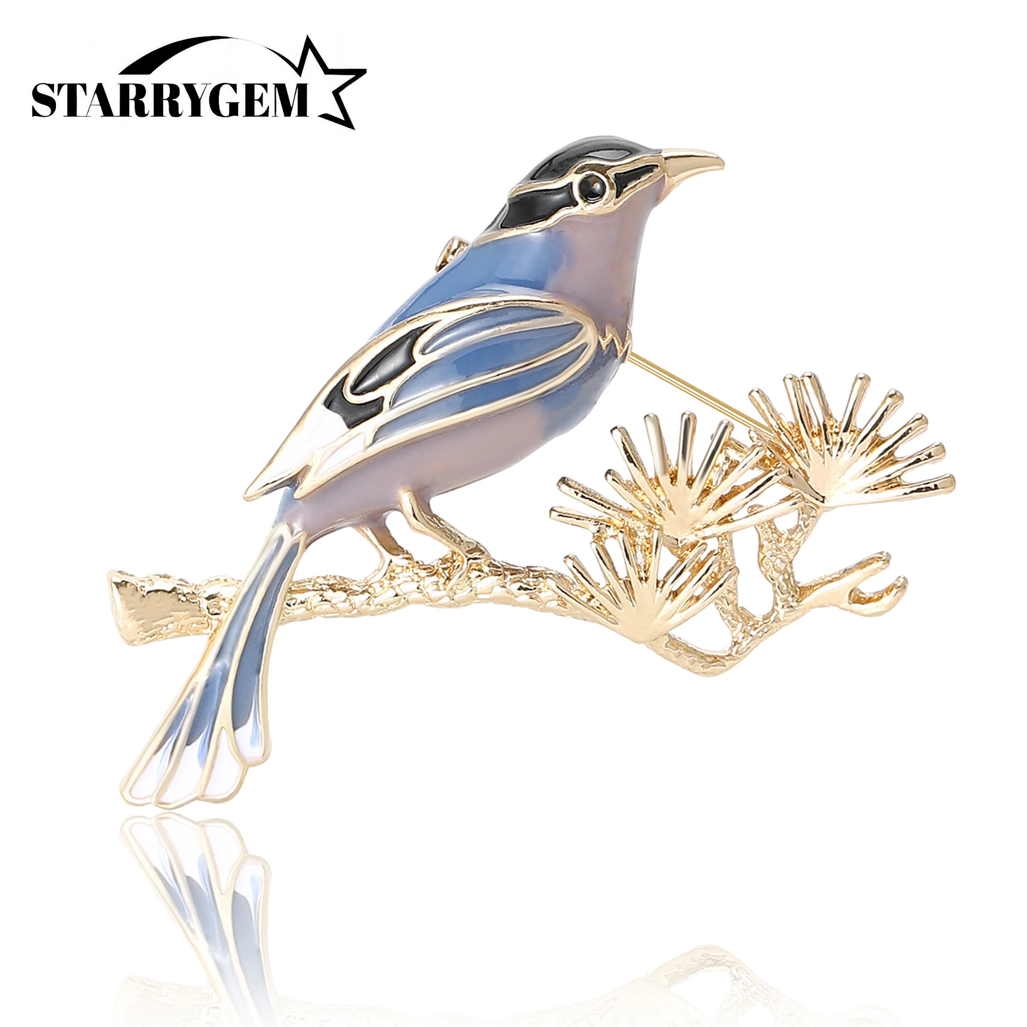 Enamel Pine Branch Magpie Pins for Women Unisex Enamels Animal Brooches Office Party Friend Gifts Jewelry Accessories