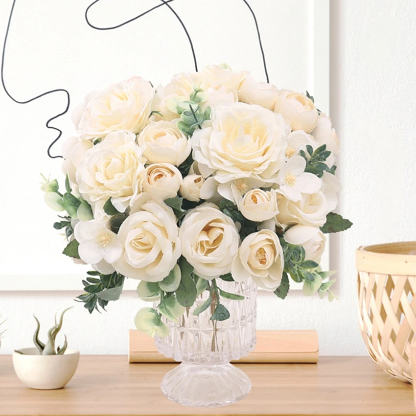 

1pc Artificial Flowers High Quality Silk Rose Festival Home Bedroom Brial Accessory Wedding Wreath Outdoor Yard Arch Decor Gift