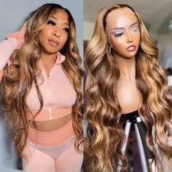 250% Highlight Body Wave Wig 13x4 13x6 Hd Lace Frontal Wigs Ombre 4/27 HD Lace Frontal Wig For Women Highlight Wig Human Hair