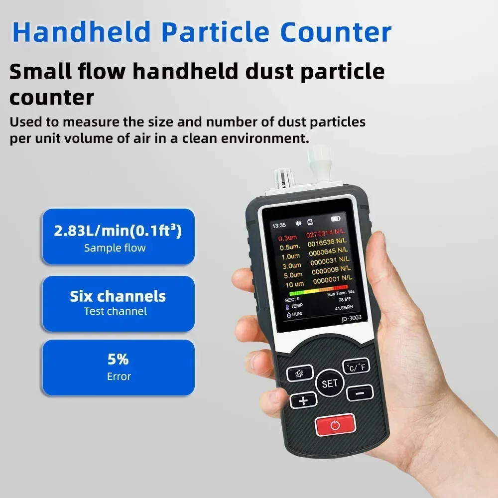 Imagem -03 - Dust Contador de Partículas Pm2.5 Co2 Detector tipo de Bomba Qualidade do ar Tester Poeira Livre Oficina Jd3003