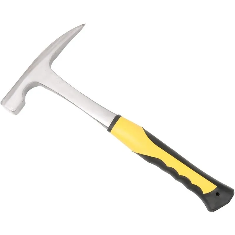 

High Carbon Steel Rock Pick Hammer, All-Steel Geological Claw Hammer with Non-Slip Rubber Handle, Brushed Finish,1pc