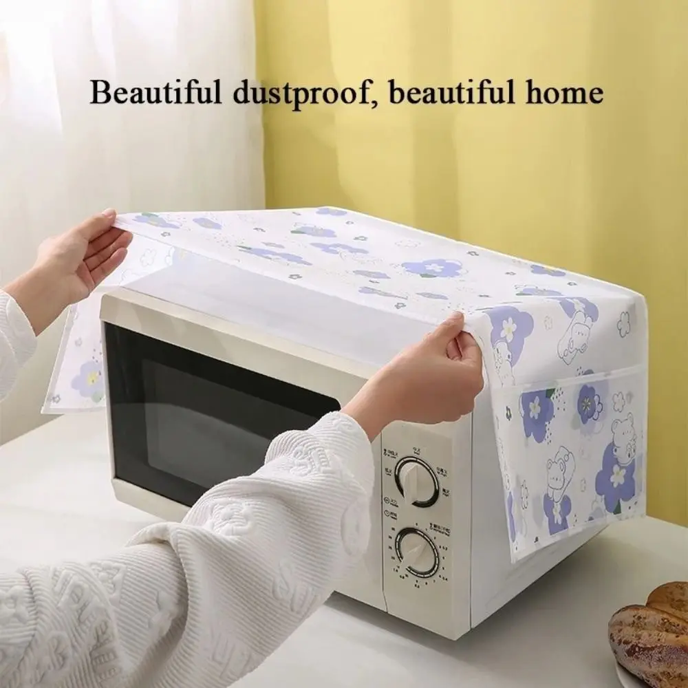 With Side Storage Bag Microwave Dust Covers Grease Proofing Waterproof Microwave Oven Protective Cover Dustproof Double Pockets