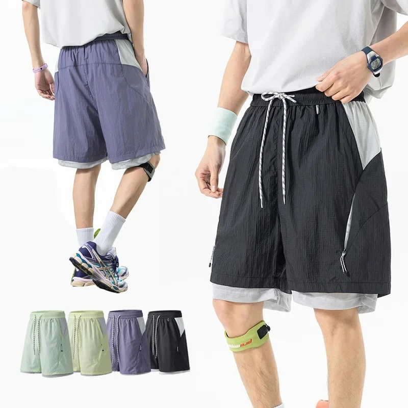 Summer Double-layer Quick Dry Beach Shorts Men Women Loose Casual Outdoor Sport Fashion Lightweight Hiking Cargo Shorts Pants