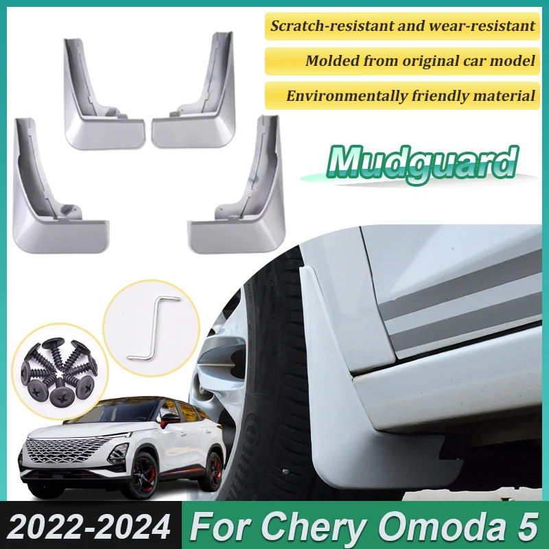 

4 шт. для Chery Omoda 5 C5, аксессуары 2022-2024, брызговики, передние брызговики, задние брызговики, колеса, клапаны, крылья, автомобильные аксессуары
