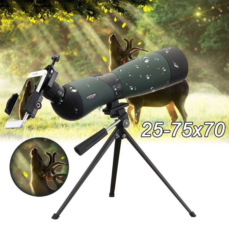 25-75x70 Hd Lens Telescope Zoom Spotting Scope Waterproof Monocular Telescope Universal-Phone Adapter Mount Tripod For Hunting