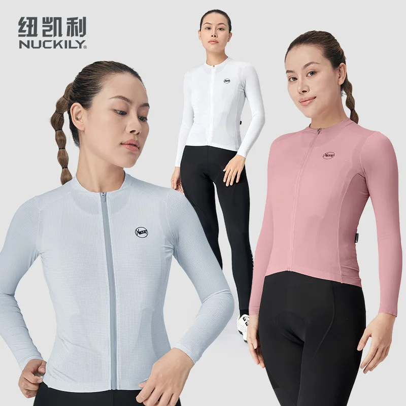 

NUCKILY Women Long Sleeve Cycling Jersey Bamboo Charcoal Quick Dry Breathable Anti-Slip Reflective MTB Road Bike Riding Top