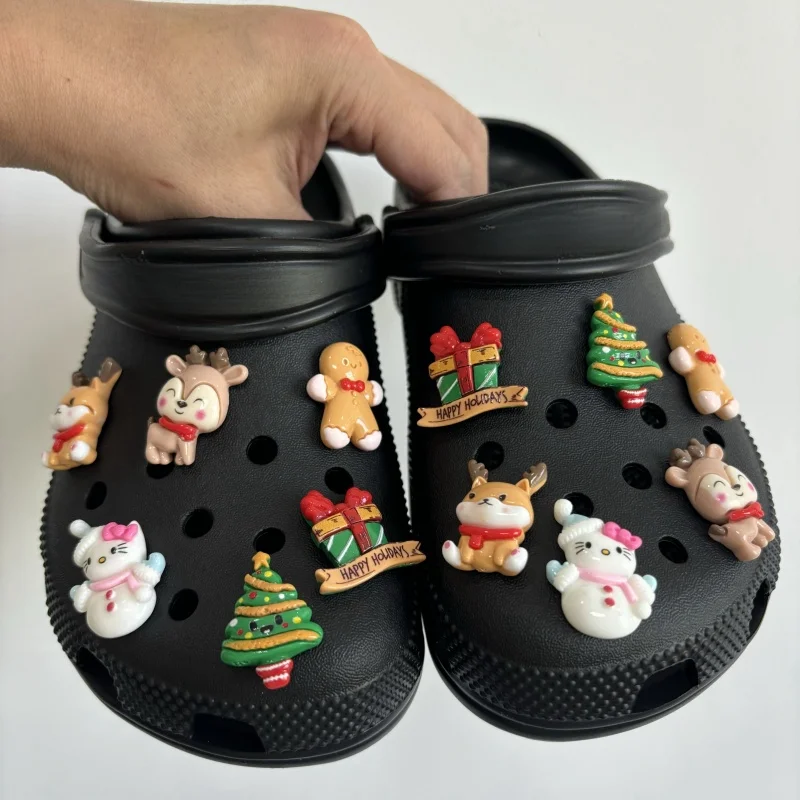 Conjunto de dijes para zapatos navideños, hebilla para zapatos con agujeros desmontable Diy, exquisito, personalizado, para adultos, niños, niñas y mujeres, recuerdo de fiesta