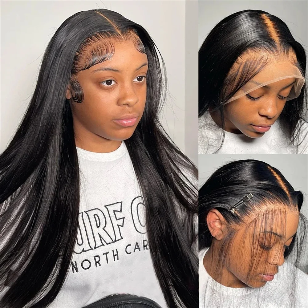 

Straight 13X4 13x6 Transparent Lace Front Wigs Human Hair Wigs For Black Women PrePlucked Brazilian 38 Inch 360 Lace Frontal Wig