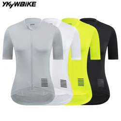 YKYWBIKE Women Cycling Jersey Short Sleeve Slim Female Bicycle Jersey Road Bike Shirt Pro Team Cycling Clothes Breathable