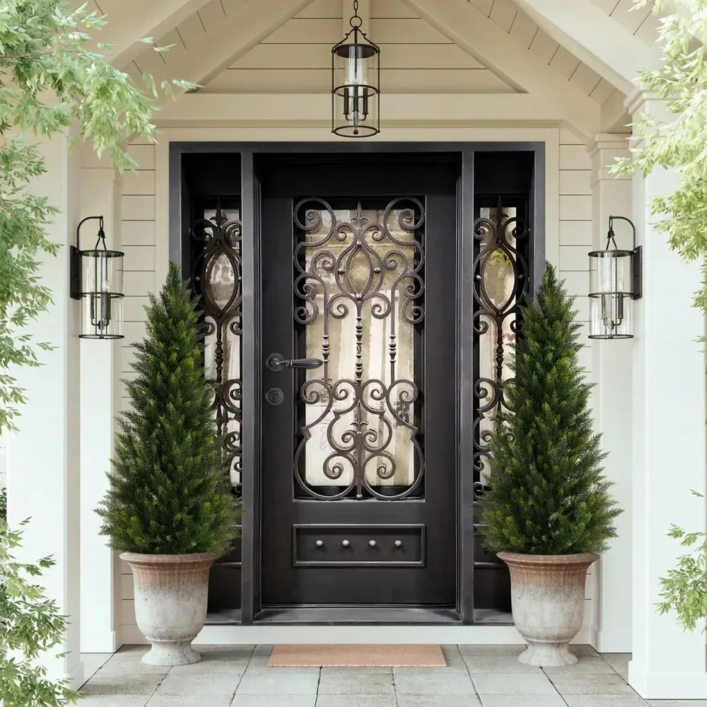 

Искусственные кедровые деревья-топиарии 3, 4, 5 футов в черных горшках, с защитой от УФ-излучения, имитация вечнозеленых растений для круглогодичного использования в помещении и на улице, элегантные.