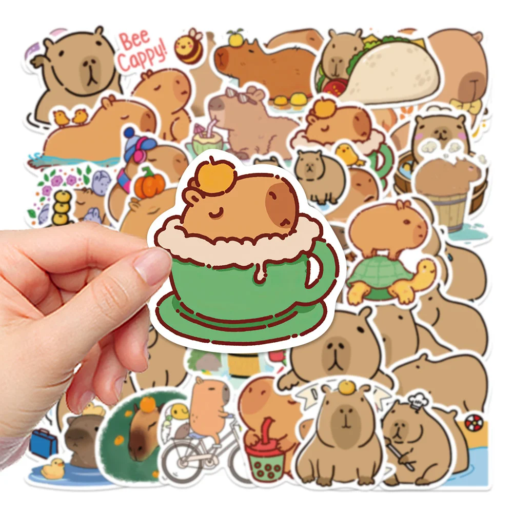 10/30/50PCS Cartoon Cute Capybara Graffiti Sticker Personality Creative Sticker Guitar Computer Car Waterproof Sticker Wholesale