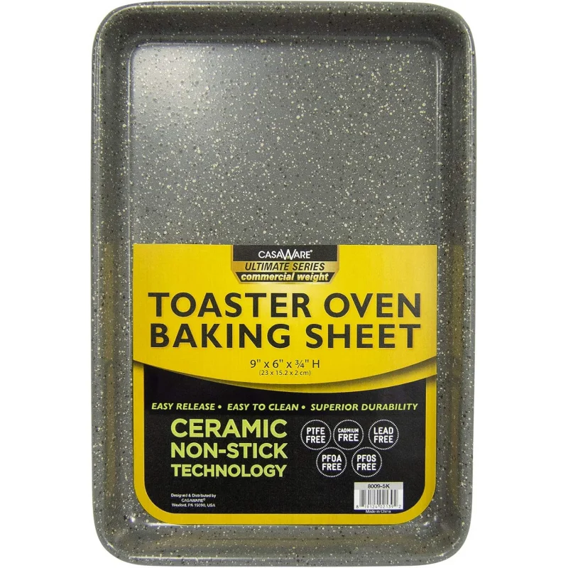 Forno torradeira de 9 x 6 x 0,75 polegadas Ultimate Series Bandeja comercial com revestimento antiaderente de cerâmica (prata)