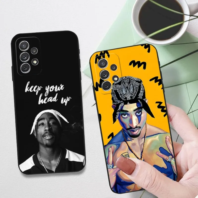 Rapper 2pac Singer Tupac Phone Case For Samsung A24 A52 A53 A51 A14 A50 A33 A13 A22 A31 A54 A03S A34 A21 A81 A42 Silicone Black