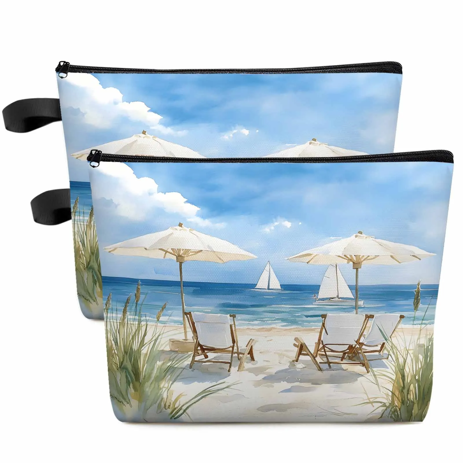 

Beach Beach Chair Vacation Large Capacity Travel Cosmetic Bag Portable Makeup Storage Pouch Women Waterproof Pencil Case