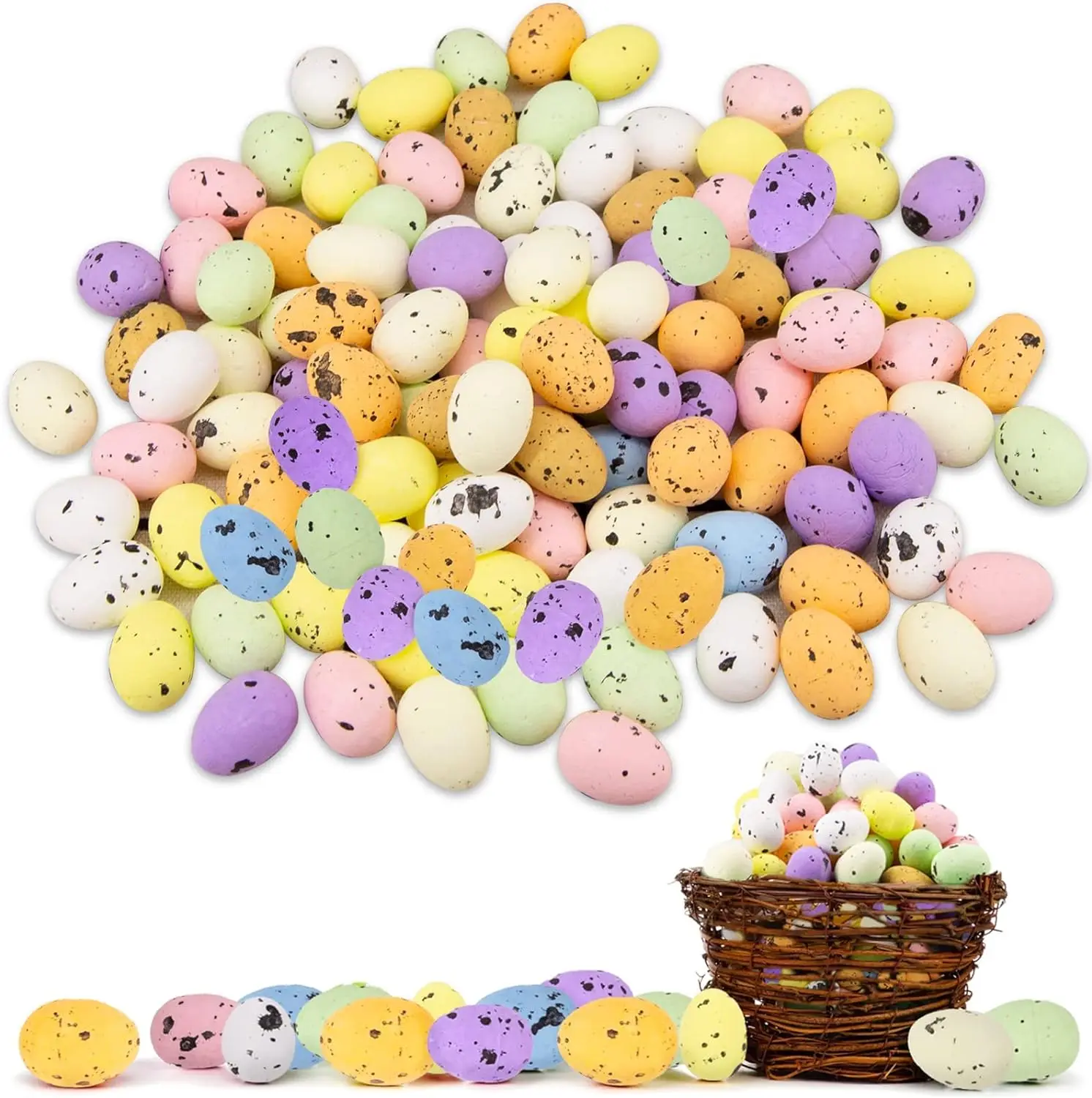 50/100pcs Foam Easter Eggs Colorful Foam Eggs Bird Pigeon Eggs For Home Party Decor DIY Craft Kids Gift Favor Easter Decoration