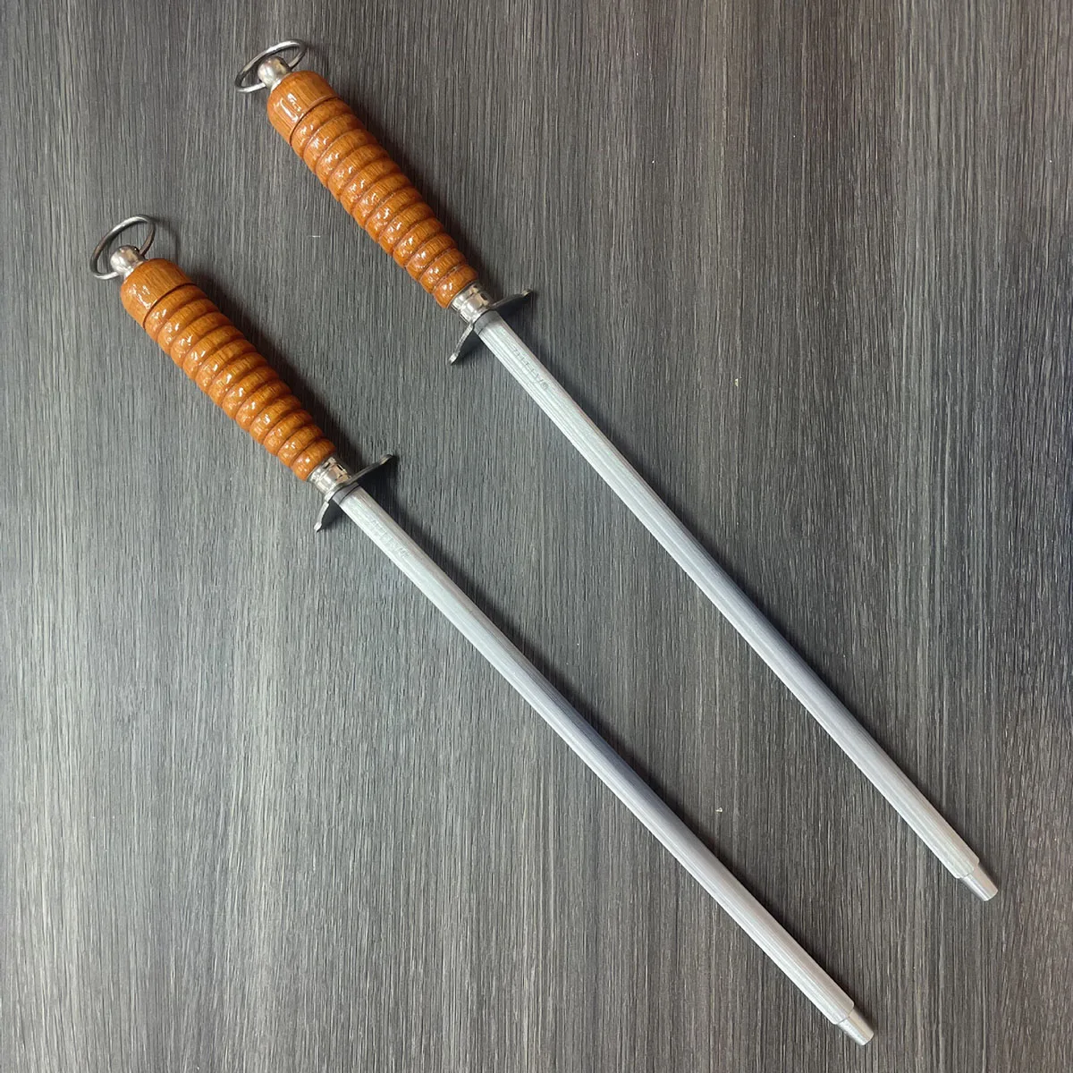 

Butcher's Round Rod Knife Sharpener - Wooden Handle Honing Steel for Chef & Home|Sharpening Stick for Kitchen Blades