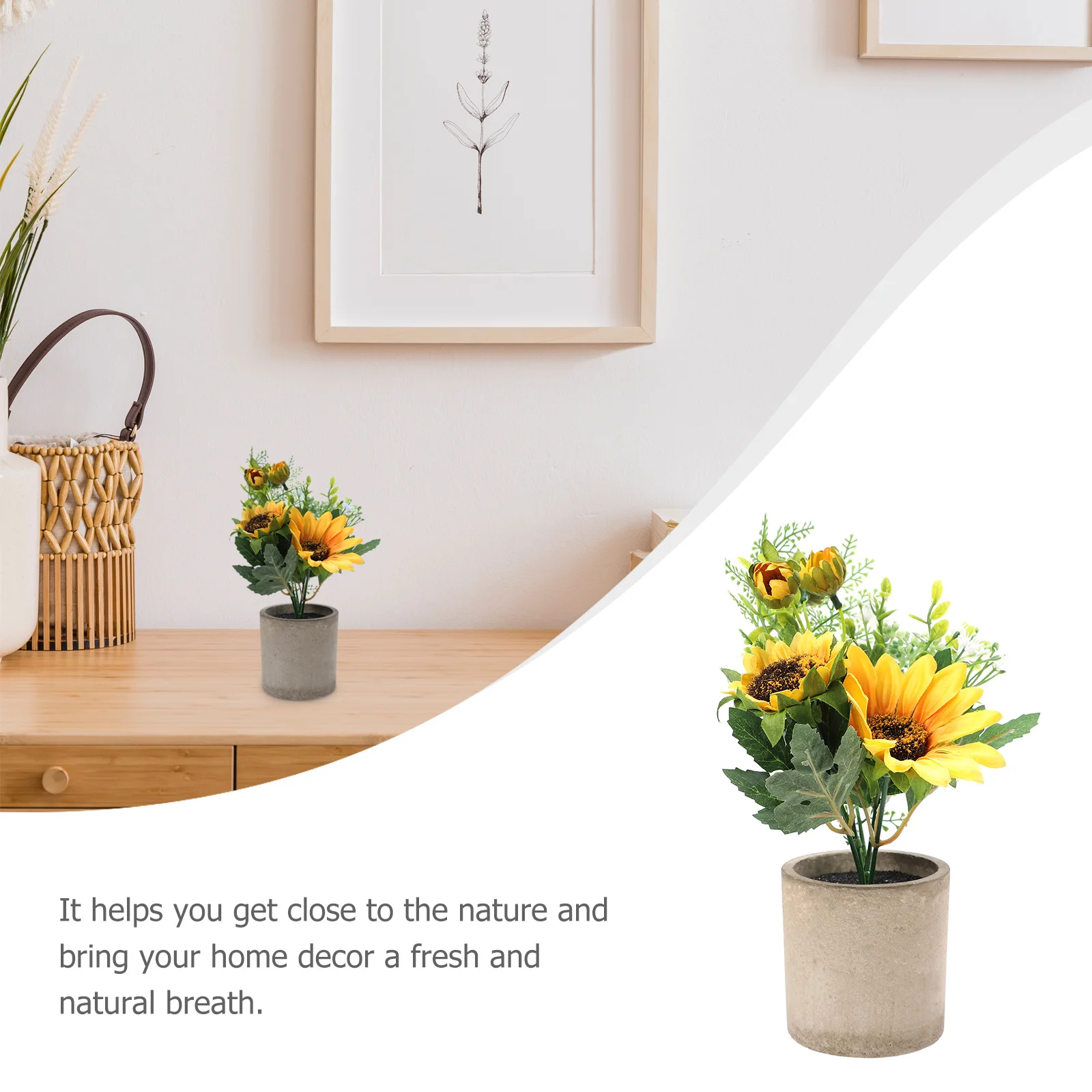 

Simulation Sunflower Bonsai Artificial Potted Plants Home Fake Decorative Lifelike Realistic Potted Plant Bonsai Ornament