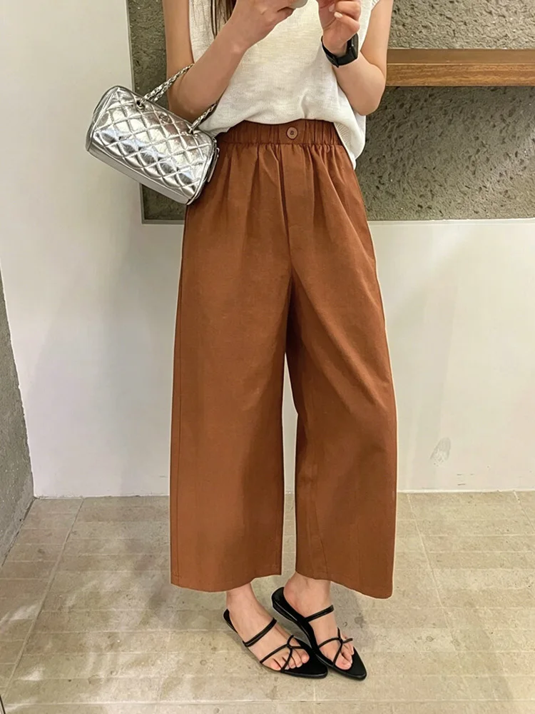 Authentic Wide Leg Straight Casual Pants Women's Summer 2026 Fashionable Loose Fit High Waist Elastic Waistband Cool Sensation