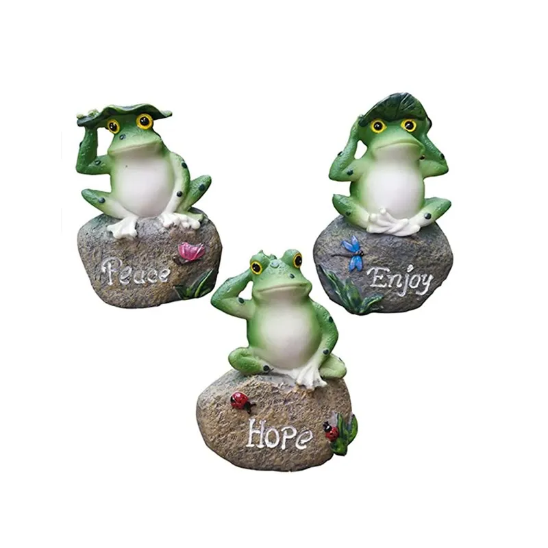 Resin Frog Animal Figurines Garden Ornaments Outdoor Miniature Figurinies Welcome Art Yard Home Decor