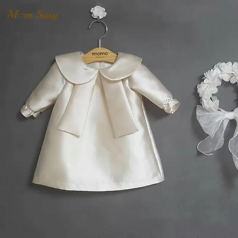 

Baby Girl Princess Dress Long Sleeve Infant Toddler Teens Child Vintage Vestido Peter Pan Collar Party Pageant Birthday 1-16Y