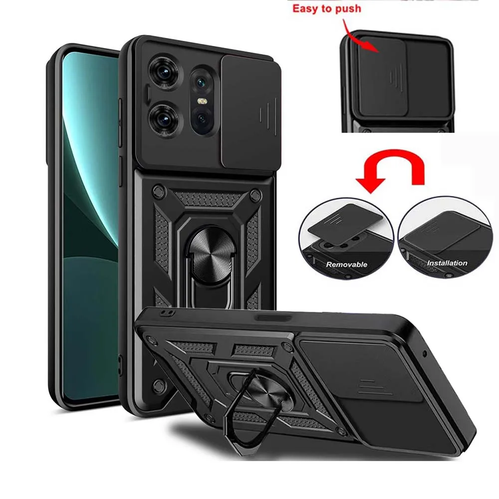 Slide Camera Lens Protector Armor Case For Motorola Moto Edge 50 40 30 Ultra Neo Fusion Military Grade Bumpers Ring Cover