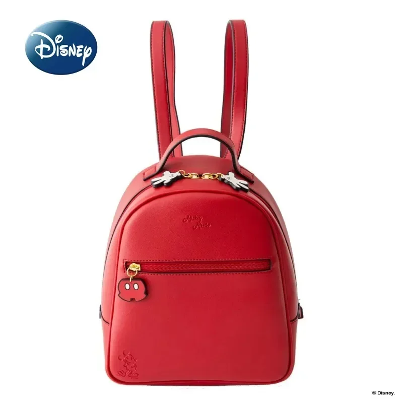 Disney Mickey ใหม่ Mini กระเป๋าเป้สะพายหลังแบรนด์หรูแฟชั่นผู้หญิงกระเป๋าเป้สะพายหลังการ์ตูนน่ารักกระเป๋าเป้สะพายหลังลําลองคุณภาพสูง