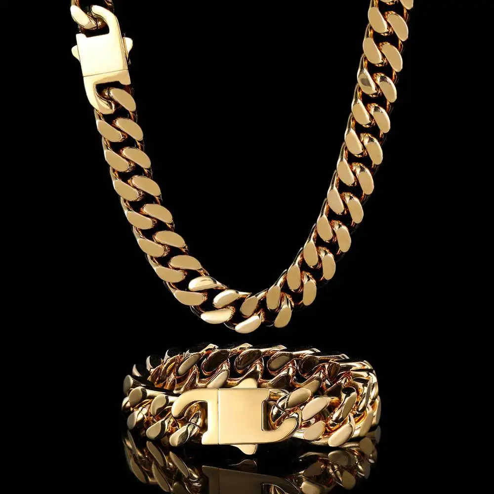 Hip Hop Curb Cuban Link Chain Necklaces for Men Women 316L Stainless Steel Fine Polishing Fashion Jewelry Waterproof