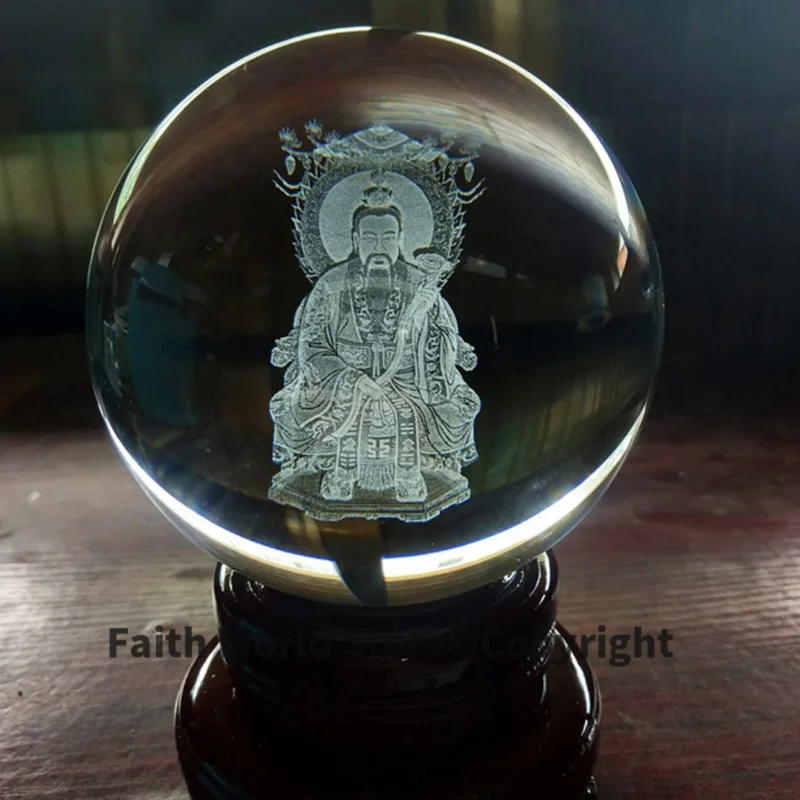 

GOOD LUCK Asia Taoist master HOME efficacious patron saint Exorcise evil spirits FENG SHUI Talisman 3D Crystal ball statue