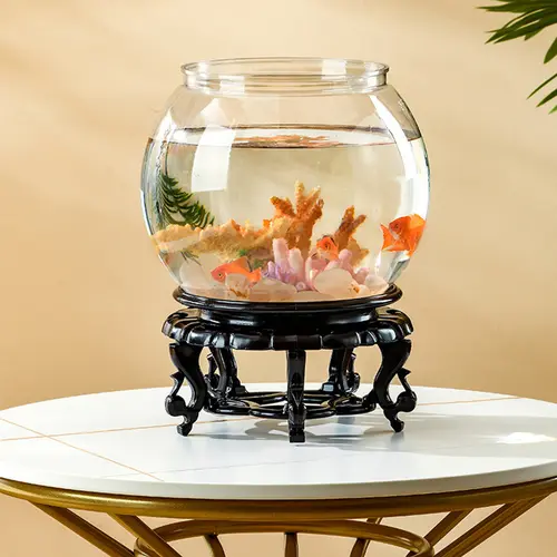 Transparent Round Ornamental Fish Tank Portable Goldfish Small Fish Bowl Pet Plastic Lightweight Desk Aquarium Bowl Home Decor - Image 4