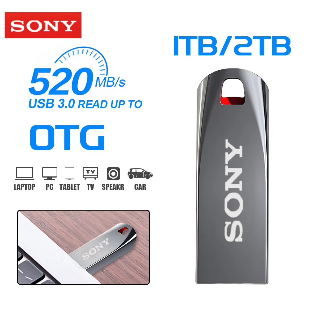 SONY Pen Drive 2TB High Speed Flash Memory Stick Metal Pendrive 1TB USB 3.0 Flash Drive 512GB Storage Device U Disk for PC