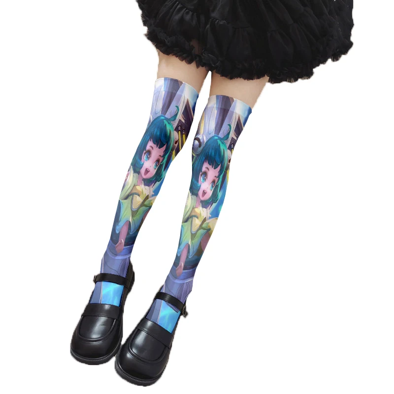 Fashion ladies stockings 3D printing cartoon girl stockings Harajuku Kawaii sweet Lolita JK thigh stockings