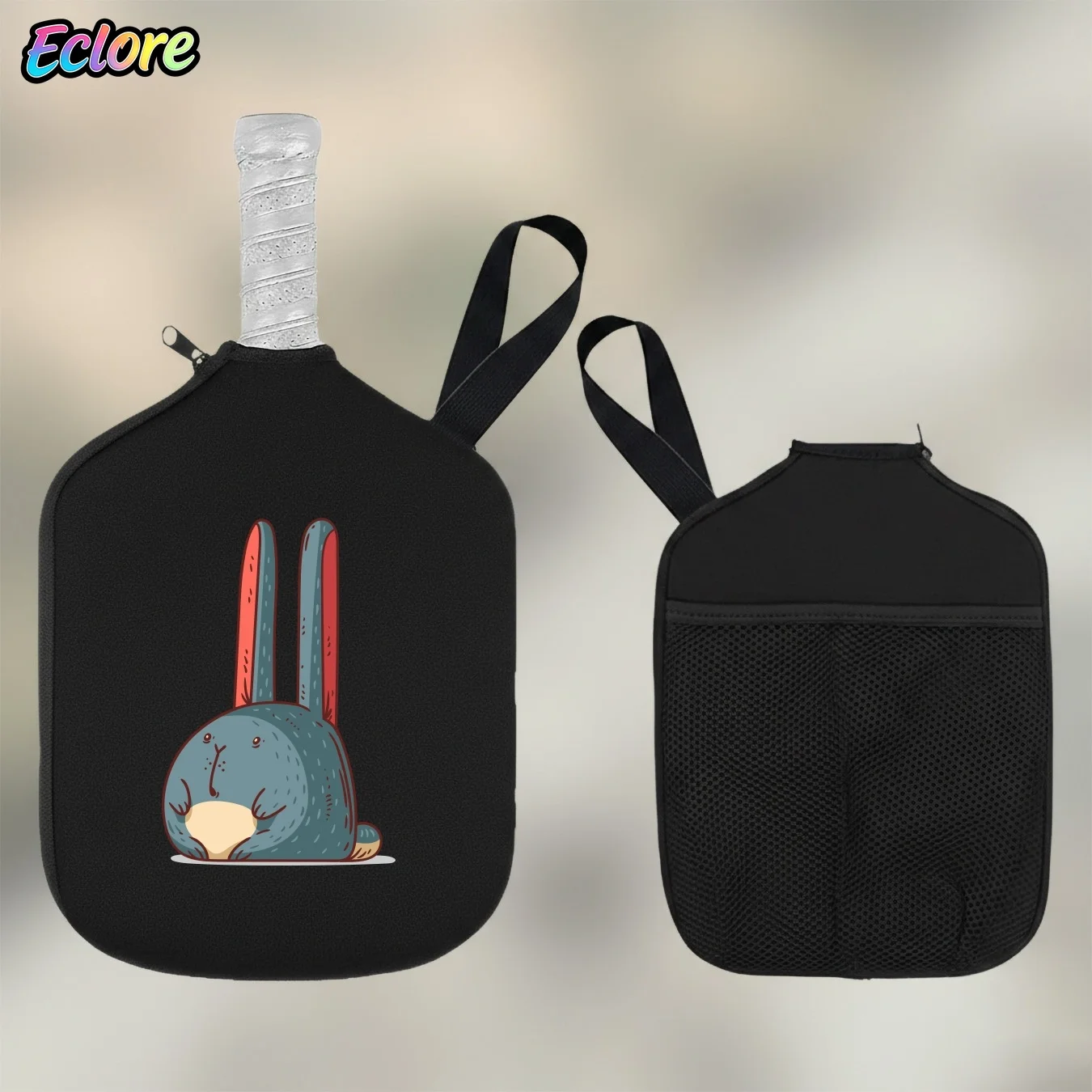 Cute Rabbit Pickleball Paddle Bag, Durable Cartoon Racket Cover for Table Tennis, Tennis, Sports, Party, Gifts, Paddle