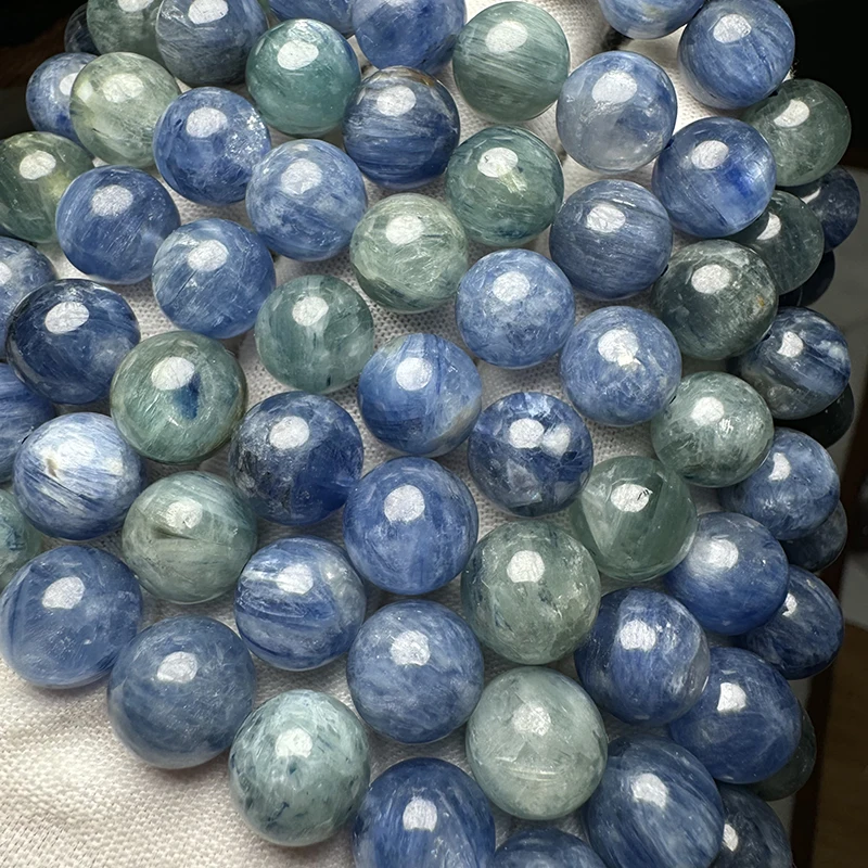 Meihan  Natural AAA Rare Green Blue Kyanite Smooth Round Stone Loose beads Bracelet For Jewelry DIY Making