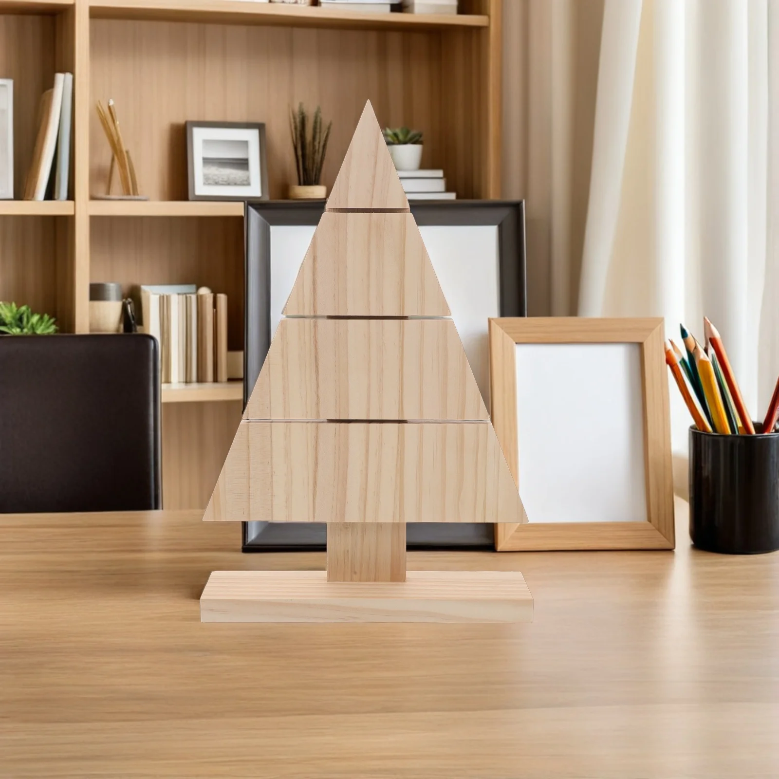 

Unpainted Wood Xmas Tree Table Sign Rustic Farmhouse DIY Christmas Tree Stand for Tabletop Decor DIY Wooden Xmas Table Sign