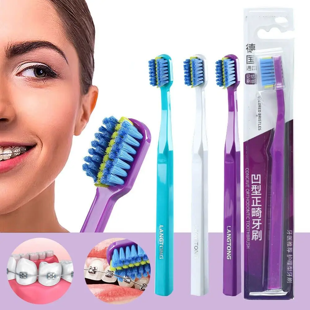 Oral Hygiene Interdental Toothbrush PP Handle Soft Bristles Orthodontic Cleaning Brush Oral Health Care Clean Orthodontic Braces