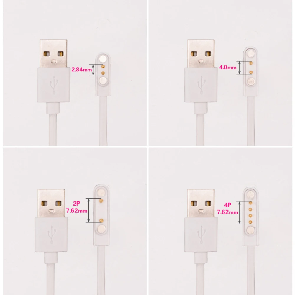 1 ~ 4ชิ้นที่ชาร์จสมาร์ทวอท์ชอเนกประสงค์สายชาร์จแบบแม่เหล็ก2พิน4มม. 4มม. 7.62มม. สายชาร์จ USB สำหรับ Q12เด็ก