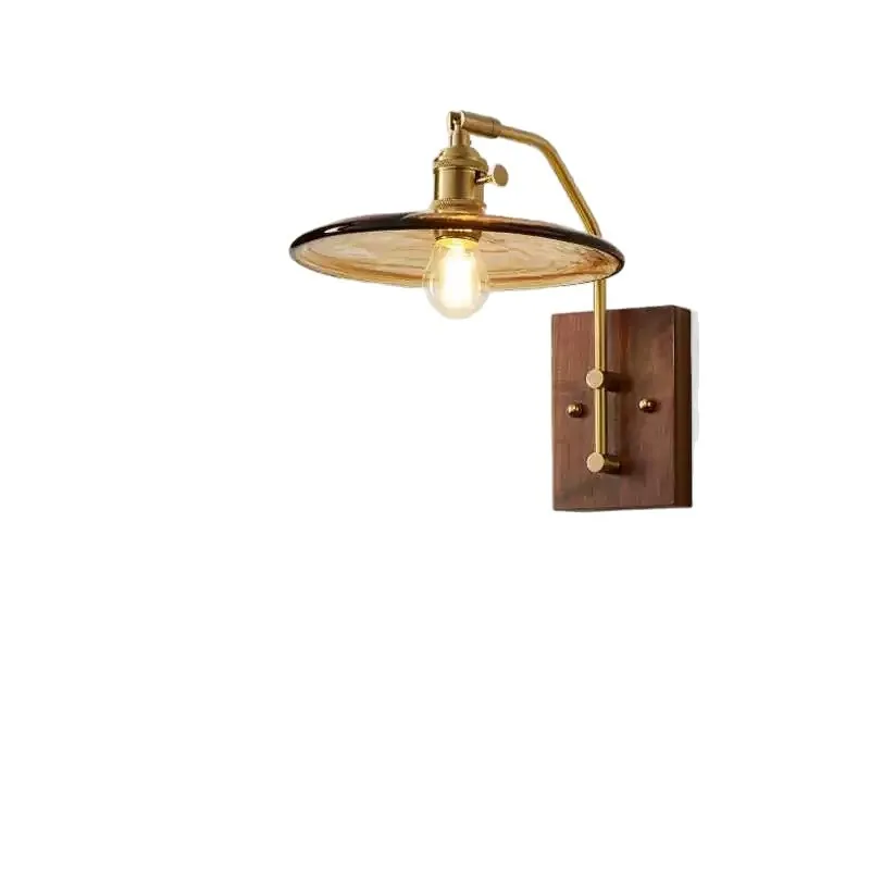 Bedroom bedside living room background wall art aisle stairs balcony all copper glass wall lamp