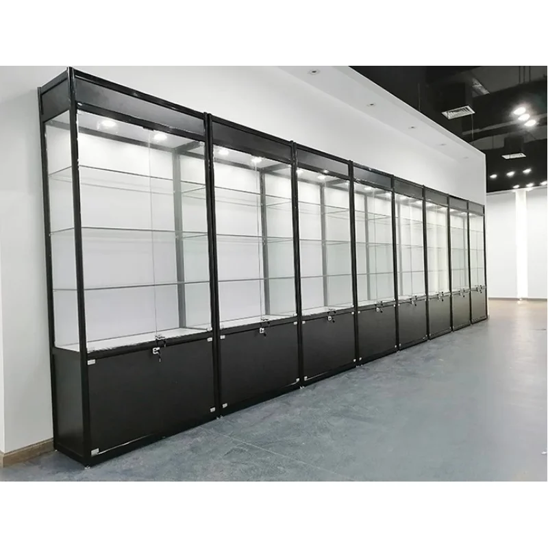 

custom.Retail Smoke Shop Shelves Grocery Store Tall Display with Led Lighting Shop Lockable Display Cabinet Glass