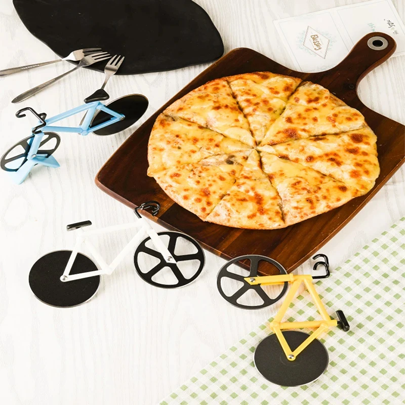 Creative Pizza Cutter Bicycle Shape Pizza Cutter Reusable Pizza Slicer Picnic Practical Stainless Steel Kitchen Accessories