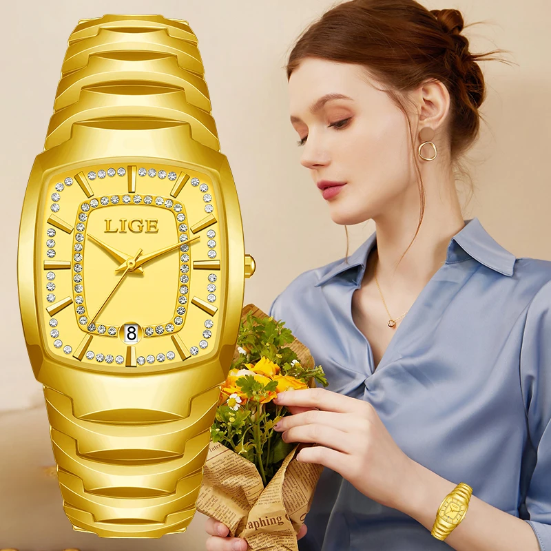 

LIGE Elegant Luxury Woman Watch Fashion Casual Ceramic Waterproof Classic Auto Date Quartz Watches for Women Ladies Montre Femme
