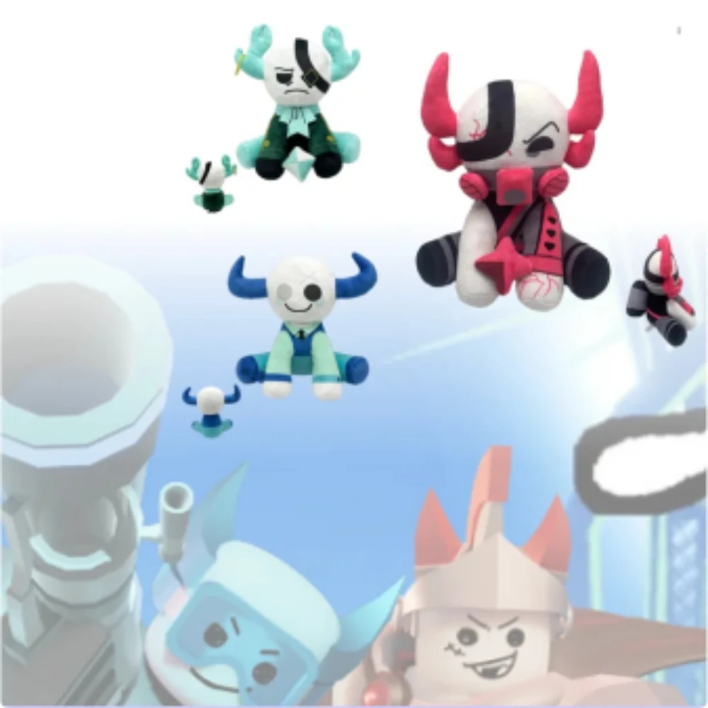 

23CM Kawaii Horned Demon Plush Toy Soft Stuffed Animal Pink Green Purple Blue Masked Figure Doll for Boys Girls Birthday Gift