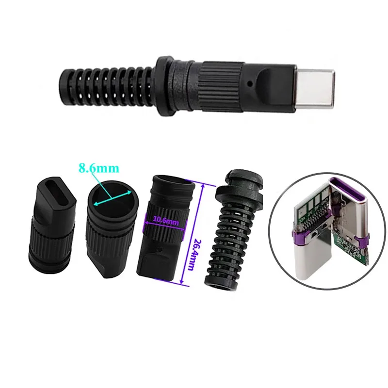 10pcs Fast Charging Type-C USB C 5A Connectors Jack 24pin Male Plug Electric Terminals Welding DIY Data Cable Accessories