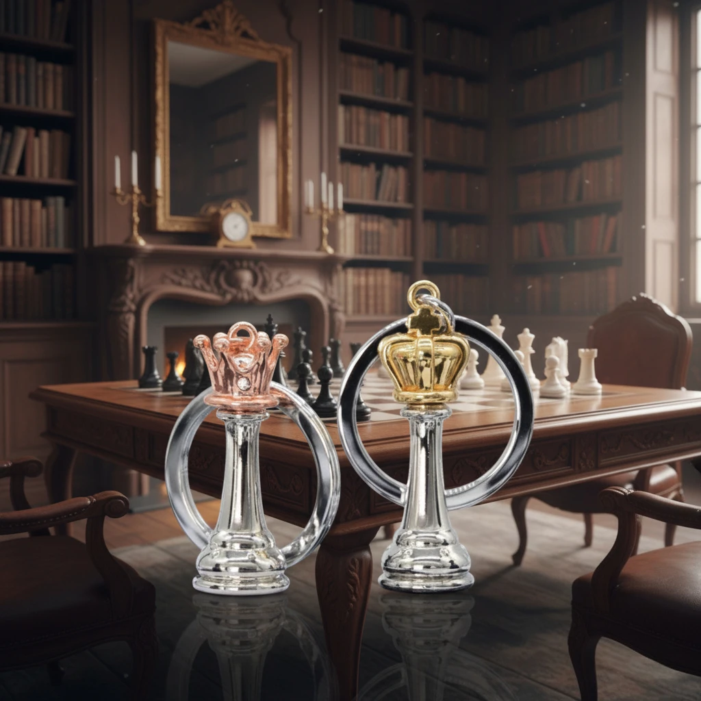 

1PC Trendy Chess Piece Keychain with Cool Charm, Queen & King Design Decorative Accessory for Keys,Bags & Backpacks Gift