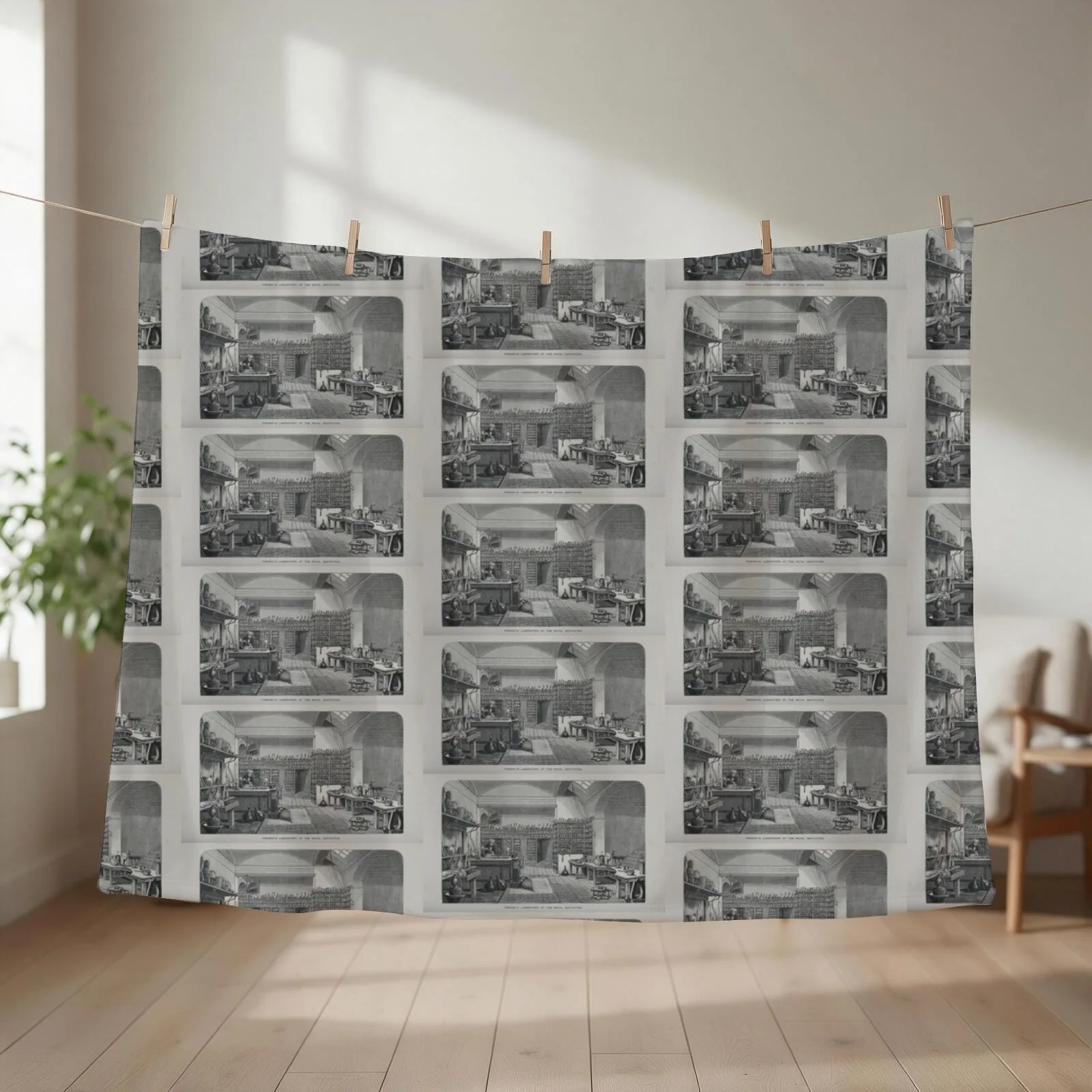Faradaya??s Laboratory at the Royal Institution Throw Blanket couch cozy soft plush fuzzy picnic outdoor blanket