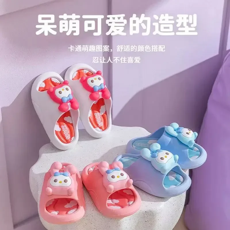 Sanrio My Melody Cartoon Indoor Non-slip Bathroom Bath Cute Soft Soled Large Medium and Small Children's Sandals and Slippers