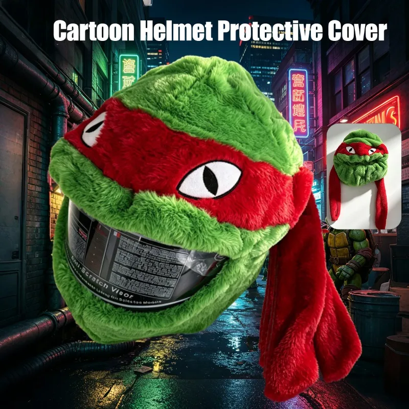 Cartoon Plush Animal Motorcycle Full Helmet Cover Green Funny Scratch Resistant Funda De Casco Dustproof Soft Wearproof Durable